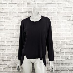 PLANET by Lauren G Women's Asymmetrical Blouse in Black Pima Cotton One Size